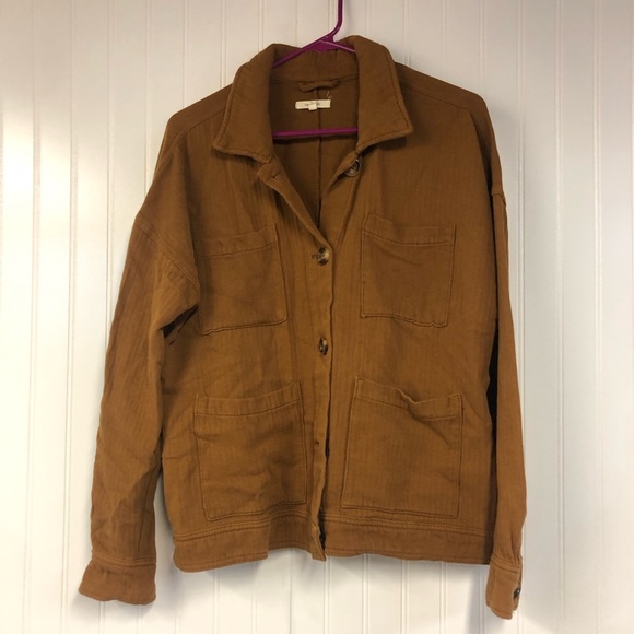 Maurices Women's Brown Utility Chore Jacket Large Button Closure - Picture 1 of 4